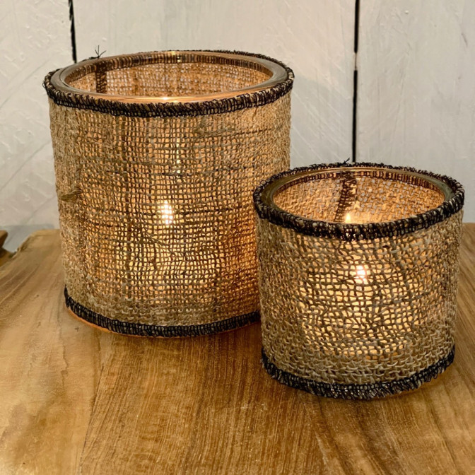 Photophore chanvre ajouré