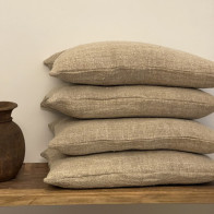 Coussin chanvre ancien très rustique ficelle