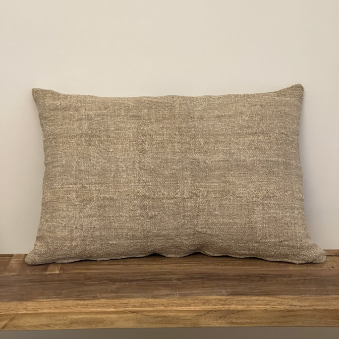 Coussin chanvre ancien très rustique ficelle