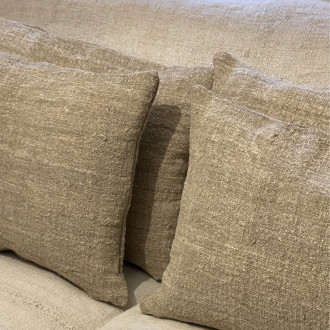 Coussin chanvre ancien très rustique ficelle