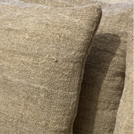 Coussin chanvre ancien très rustique ficelle