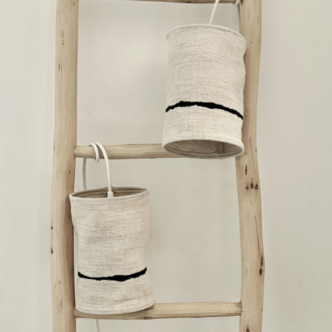 Suspension en chanvre ancien - Ø 15 cm x H 22 cm, fabrication française