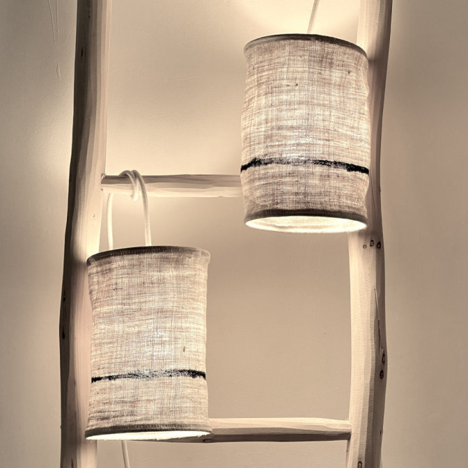 Suspension en chanvre ancien - Ø 15 cm x H 22 cm, fabrication française