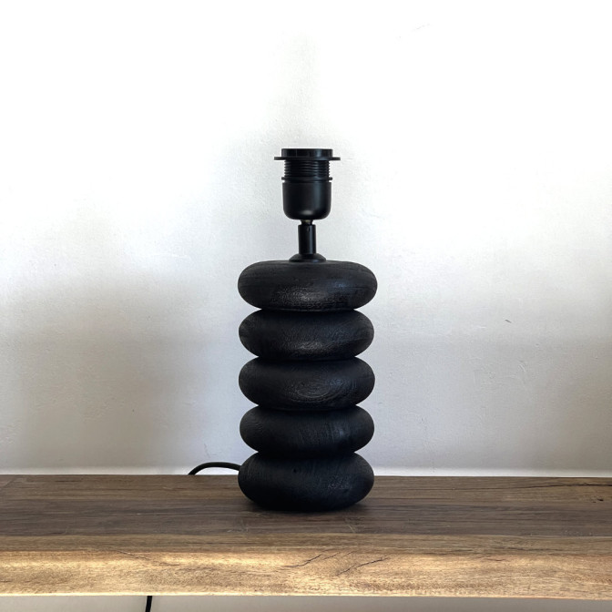 Pied de lampe bois noir