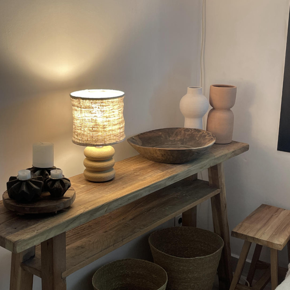 Abat-jour en chanvre ancien - Diamètre 20 cm x Hauteur 18 cm