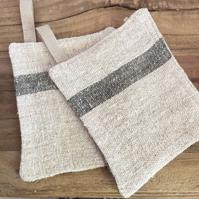 Manique en chanvre ancien rustique – 15 x 18 cm