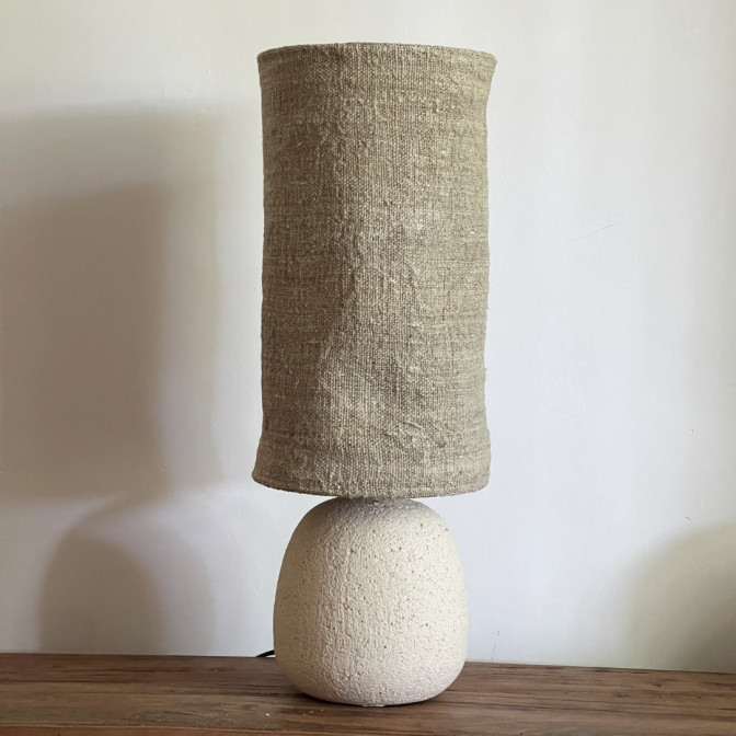 Abat-jour en chanvre ancien diamètre 20cm hauteur 35cm