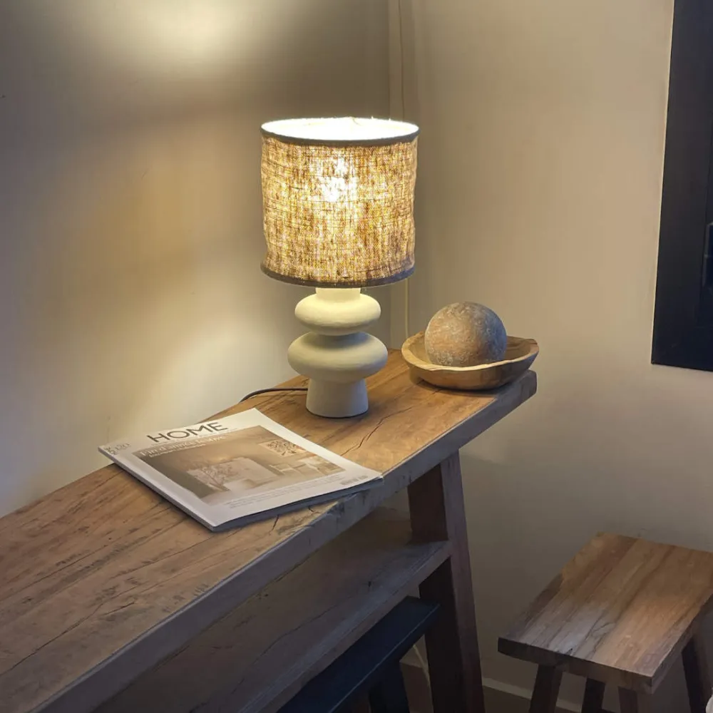 Abat-jour chanvre ancien pour pied de lampe