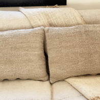 Coussin chanvre ancien très rustique ficelle