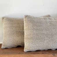 Coussin chanvre ancien très rustique ficelle