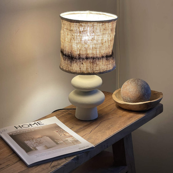 Abat-jour chanvre ancien pour pied de lampe