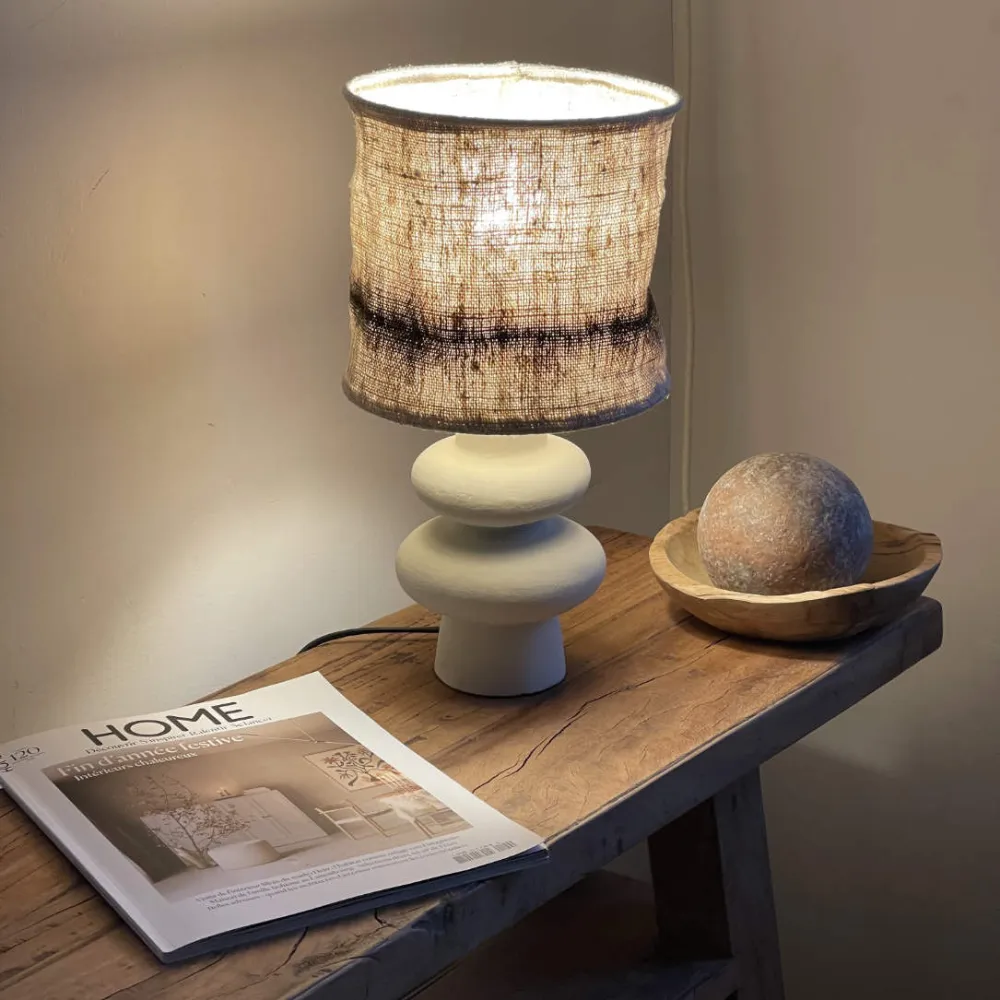 Abat-jour chanvre ancien pour pied de lampe