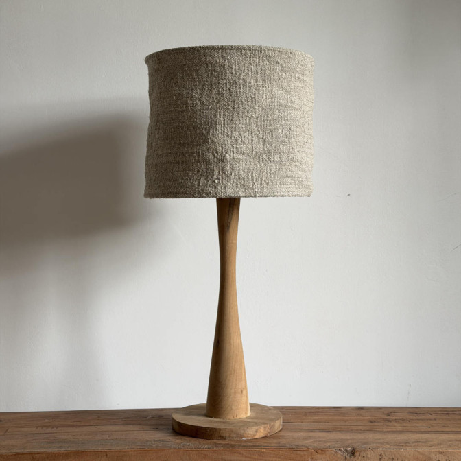 Abat-jour en chanvre ancien pour pied de lampe