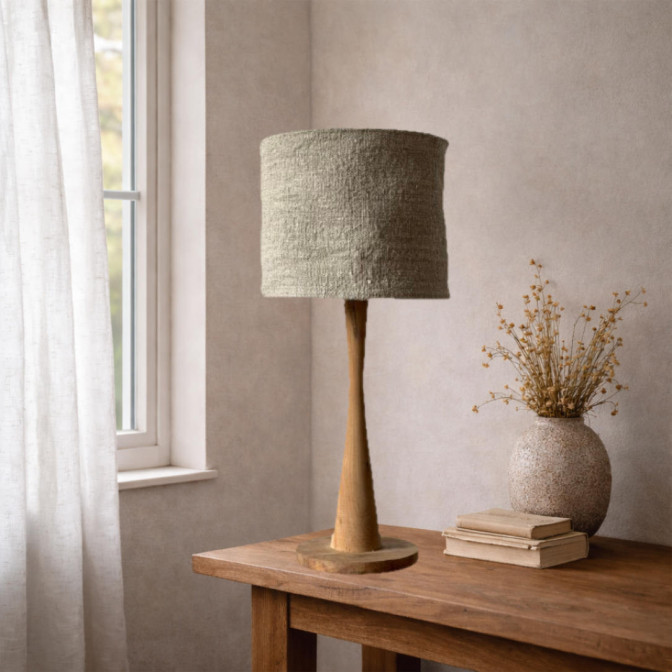 Abat-jour en chanvre ancien pour pied de lampe