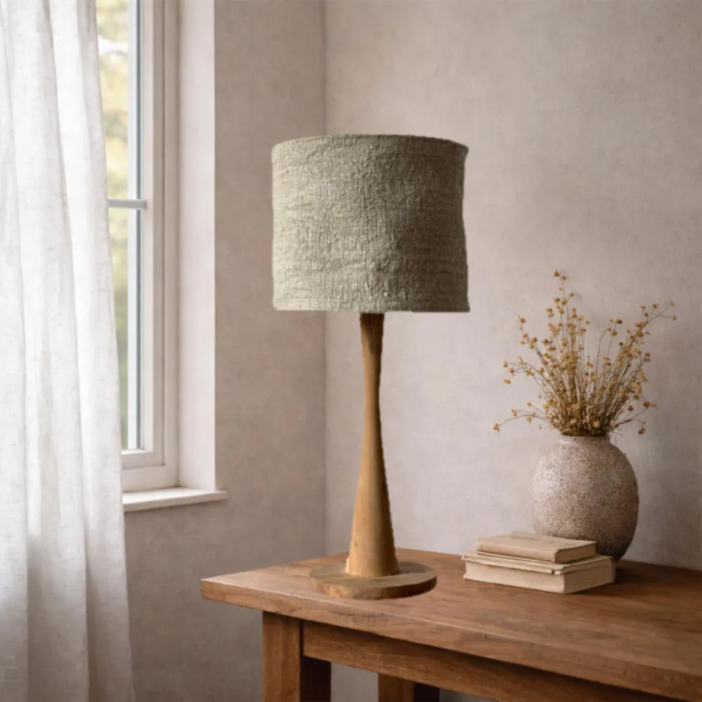 Abat-jour en chanvre ancien pour pied de lampe