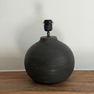 Pied de lampe boule bois brun foncé