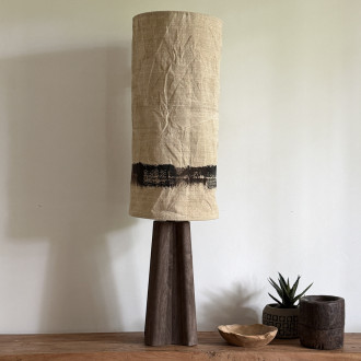 Lampe à poser abat-jour en chanvre ancien