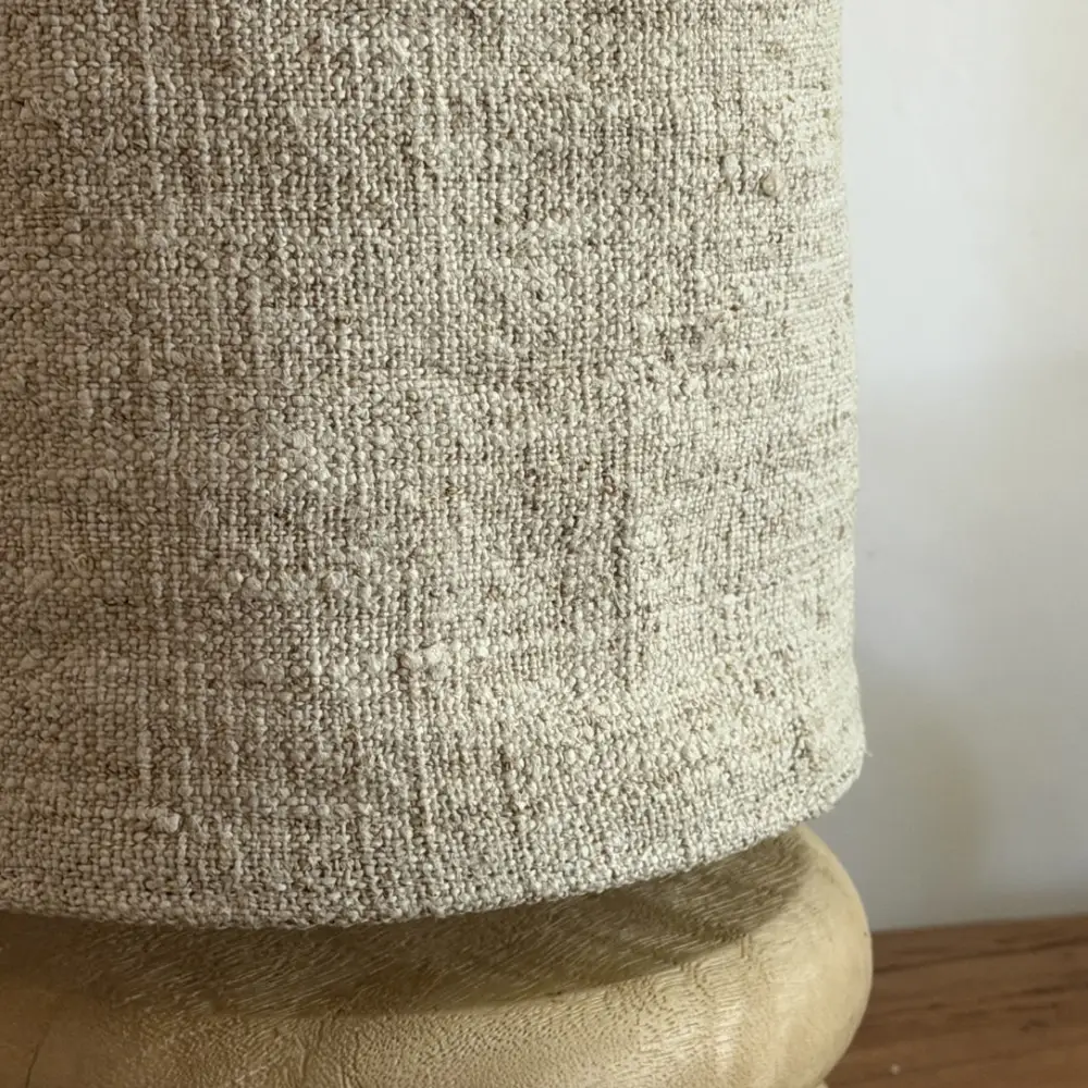 Abat-jour pour pied de lampe en chanvre ancien très rustique crème artisanal