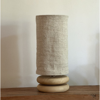 Abat-jour pour pied de lampe en chanvre ancien très rustique crème artisanal