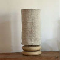 Abat-jour pour pied de lampe en chanvre ancien très rustique crème artisanal