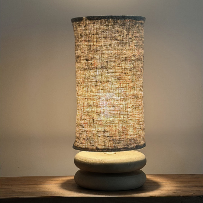 Abat-jour pour pied de lampe en chanvre ancien très rustique crème artisanal