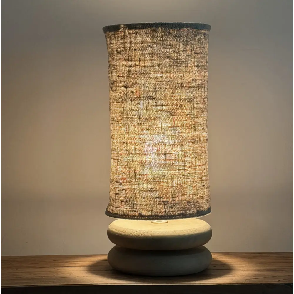 Abat-jour pour pied de lampe en chanvre ancien très rustique crème artisanal