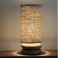 Abat-jour pour pied de lampe en chanvre ancien très rustique crème artisanal