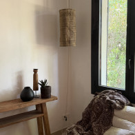 Abat-jour suspension chanvre ajouré ficelle artisanal