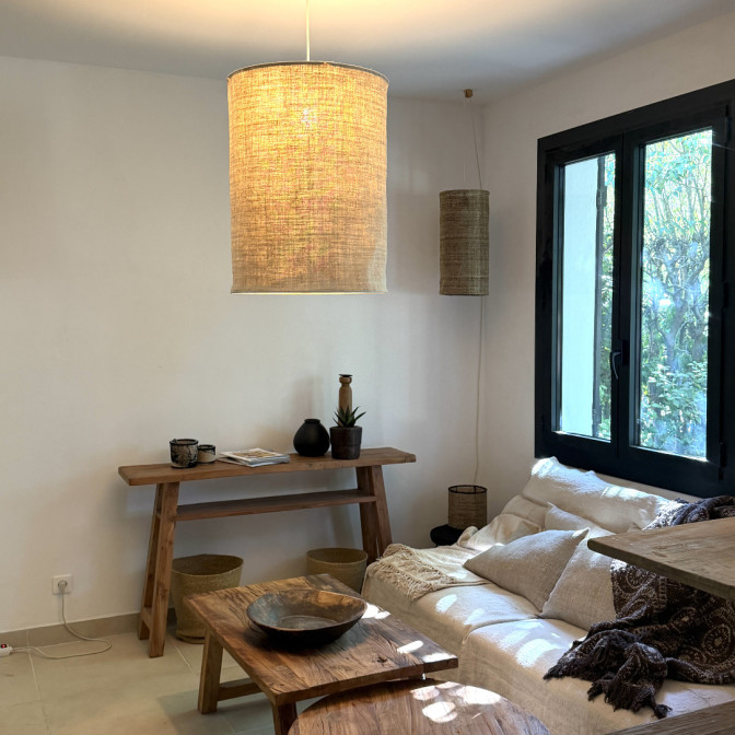 abat-jour pour suspension tissu ancien