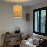 abat-jour pour suspension tissu ancien