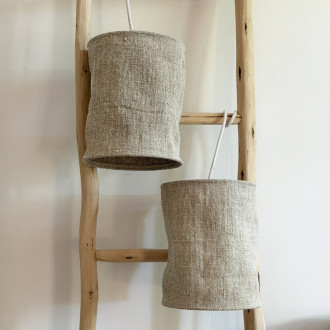 Lot 2 abat-jour suspension chanvre ancien rustique crème foncé