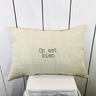 coussin tissu ancien brodé - Coussin en lin, coussin en chanvre ancien