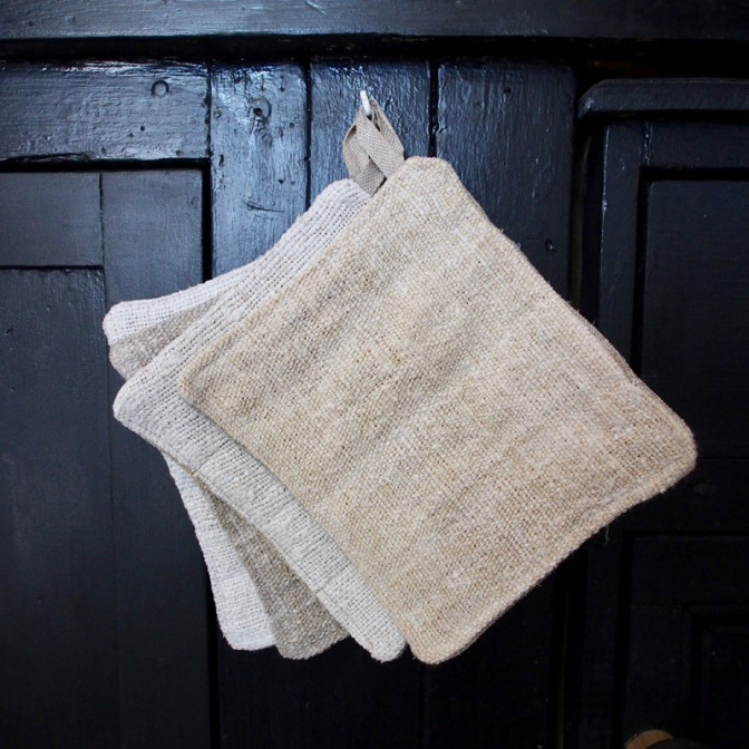 Manique tissu chanvre ancien - Accessoire mode femme, lin ancien, chanvre ancien