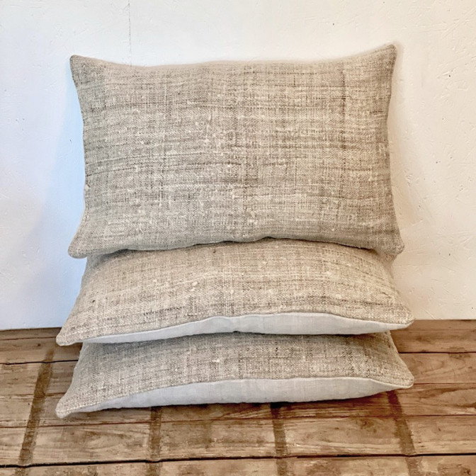 Coussin chanvre rustique - Coussin en lin, coussin en chanvre ancien