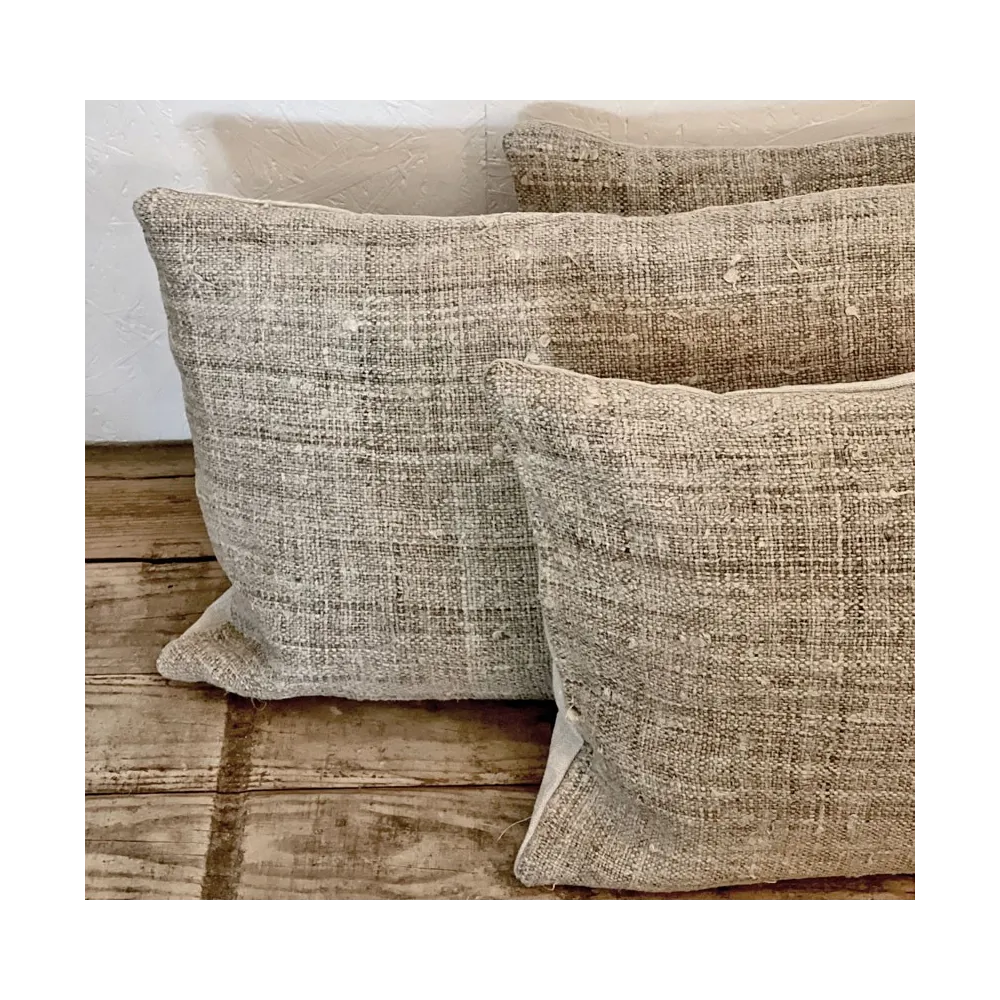 Coussin chanvre rustique - Coussin en lin, coussin en chanvre ancien