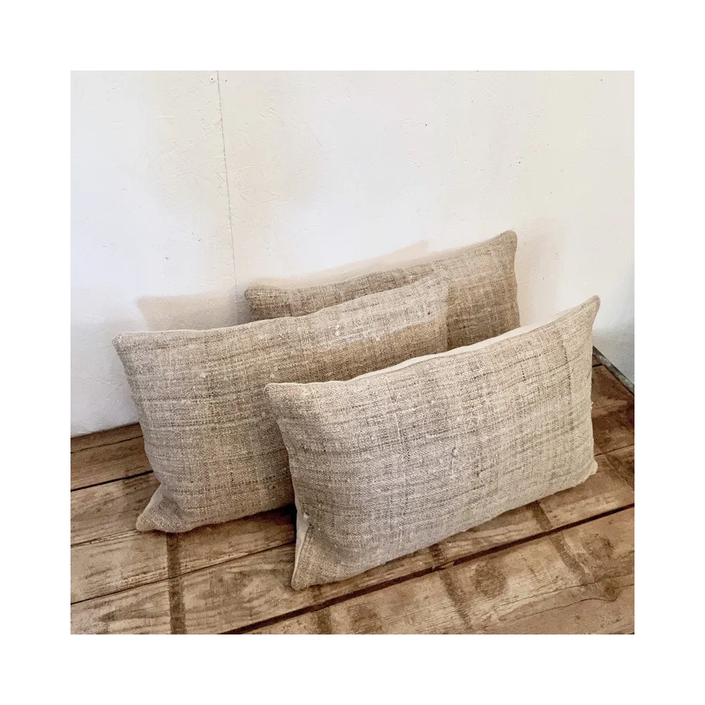 Coussin chanvre rustique - Coussin en lin, coussin en chanvre ancien