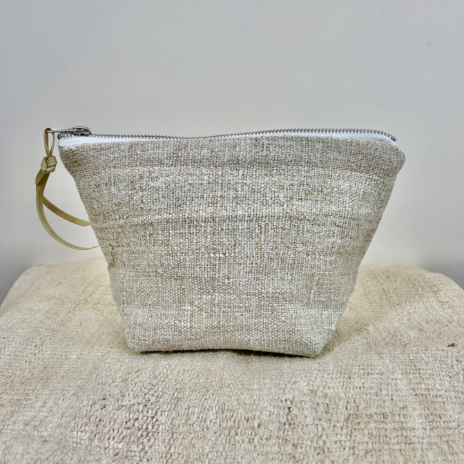pochette chanvre ancien pour sac à main artisanale