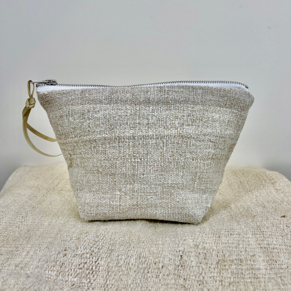 pochette chanvre ancien pour sac à main artisanale