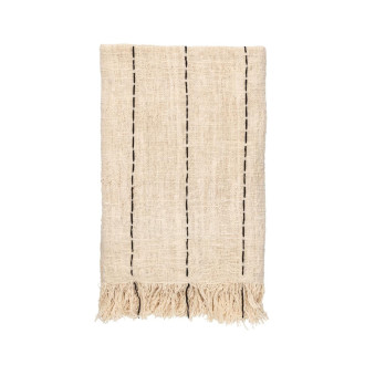 Plaid coton recyclé fait main - Accessoire mode femme, lin ancien, chanvre ancien