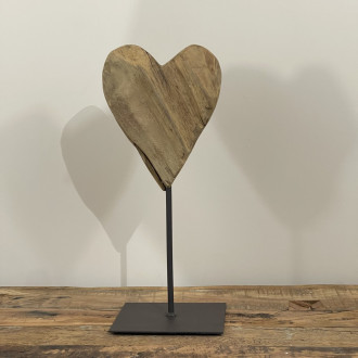 Coeur en teck sur tige - Accueil