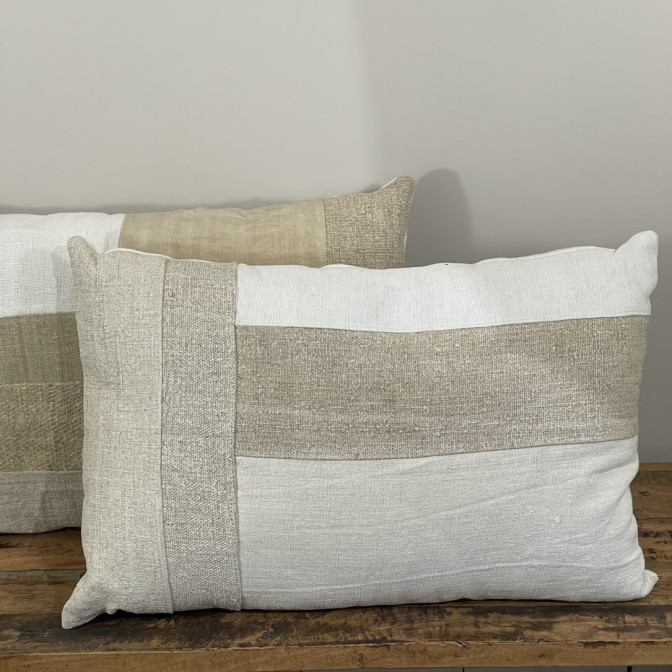 Coussin patch de chanvre ancien